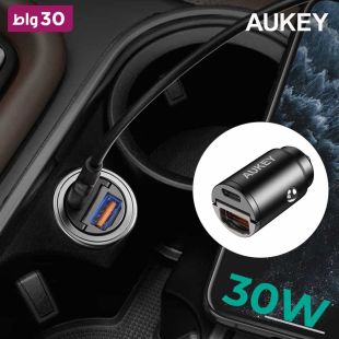 شاحن سيارة PD بمنفذ مزدوج 30 واط من Aukey