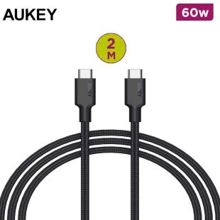Braided Nylon Cable USB-C to USB-C 60W 2m by Aukey
