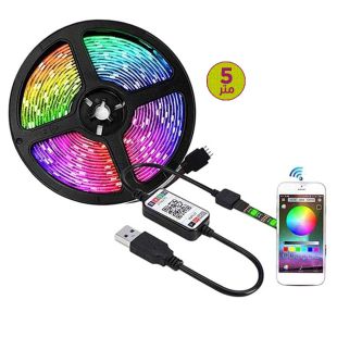 شريط إضاءة LED بطول 5 أمتار مع وحدة تحكم بلوتوث للهاتف المحمول USB