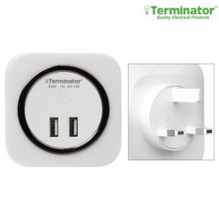 مصباح ليلي LED من Terminator مزود بمنفذ USB - أبيض