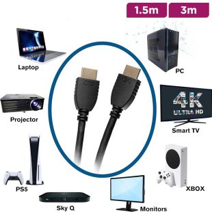 Terminator 4K HDMI Cable 1.5m or 3m -Black