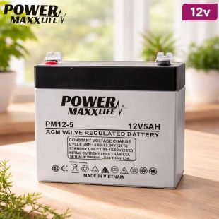 12V 5Ah Rechargeable Lead-Acid Battery By POWERMAXX