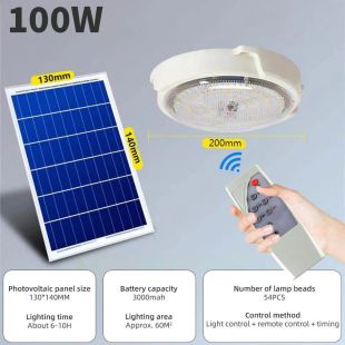 100W Solar Light with Remote Control and Solar Panel