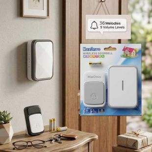 جرس باب لاسلكي مع 36 نغمة و5 مستويات صوت من MaxOnvo
