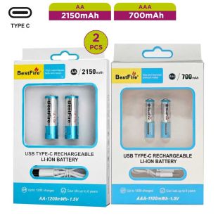 BestFire 1.5V Type-C Rechargeable Batteries 2 Pcs