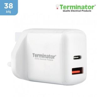 شاحن حائط بقوة 38 واط بمنفذ مزدوج PD+QC3.0 من Terminator