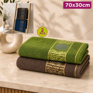 Luxury Embroidered Cotton Face Towels – 2 Pcs