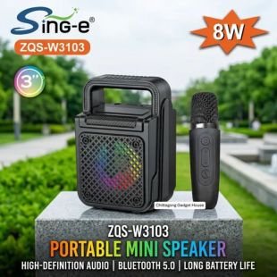 Mini 3 Inch 8W RGB Wireless Speaker with Wireless Mic by Sing-e