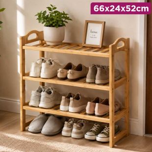 3-Tier Bamboo Shoe Rack 66×24×52 cm