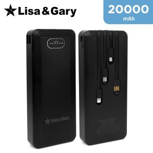 Lisa & Gary 20000mAh Power Bank with 4 Built in Cables
