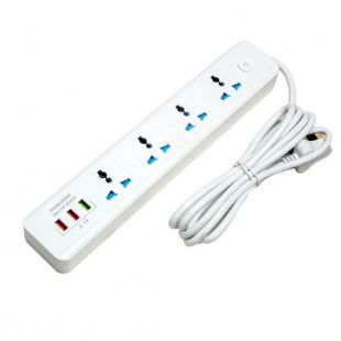 اشتراك كهرباء 4 مخارج مع 3 منافذ USB بطول 3 متر 2500 واط