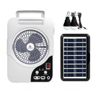 مروحة قابلة للشحن بالطاقة الشمسية 20 واط مع 2 مصباح LED من Easy Power