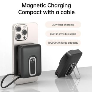 Aspor 10000mAh Wireless Charging Power Bank 22.5W with Built-in Cable