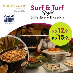 Surf & Turf Night Buffet Every Thursday at Atrium Restaurant - Courtyard by Marriott Hotel