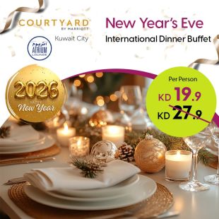 Enjoy the New Year Eve Dinner Buffet from Atrium Restaurant - Courtyard by Marriott Kuwait Hotel