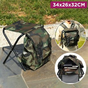 Camping Folding Chair With Backpack 34 x 26 x 32cm