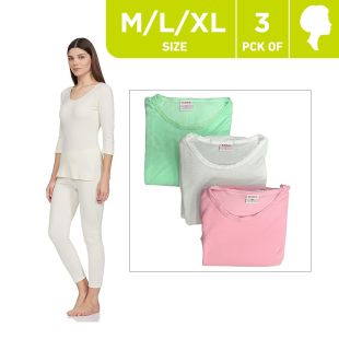 طقم تدفئة تحت الملابس للسيدات مجموعة من 3 أطقم ألوان متنوعة
