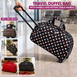 Travel Duffel Bag with Wheels and Retractable Handle