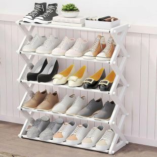 رف تخزين متعدد الوظائف بأربع طبقات على شكل X