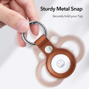 Leather Case for AirTag Tracker with Metal Key Ring