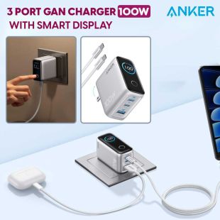 3 Port GaN Charger 100W with Smart Display by Anker
