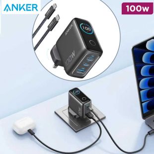100W 3-Port GaN Wall Charger with Smart Display by Anker