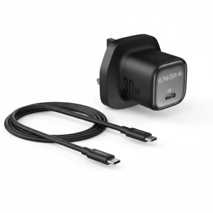 شاحن حائط Zolo بتقنية GaN II قوة 30 واط منفذ Type-C مع كيبل Type-C إلى Type-C من Anker