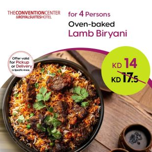 Oven-Baked Lamb Biryani from The Convention Center & Royal Suites Hotel– Free Zone