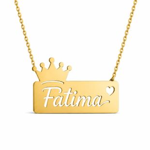 Custom Baby Name Keepsake Pendant Tag Modern Necklace - English or Arabic - Name Plate (Gold Color)