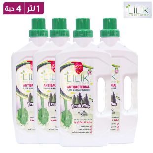 ليلك - منظف الأرضيات والأسطح المطهر برائحة الصنوبر الطازج 1 لتر × 4