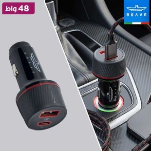 شاحن سيارة 48 واط بمنافذ مزدوجة USB-A و USB-C مع كيبل من Brave