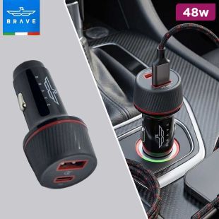 Brave 48W Dual Port Car Charger USB-A + USB-C with Cable