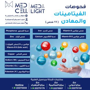 Get Your Sheeel Code and Get a Premium Vitamins & Minerals Tests at Med Light Lab - To Know Price of the Service Please Contact the Lab