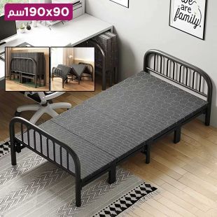 سرير حديدي مفرد بتصميم معدني 90 × 190 سم
