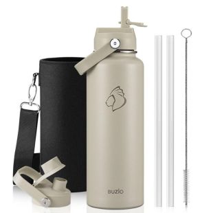 Buzio Duet 1.2L Water Bottle with 2 Lids and Sleeve