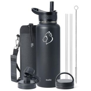 Buzio Trio 1.2L Water Bottle with 3 Lids and Sleeve
