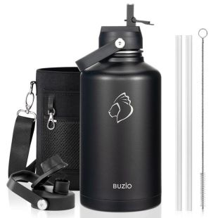 Buzio Duet 1.9L Water Bottle with 2 Lids and Sleeve