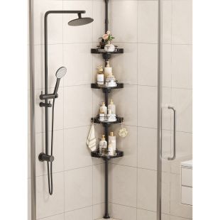 رف حمام دوار قابل للتمدد بدون حفر 4 طبقات