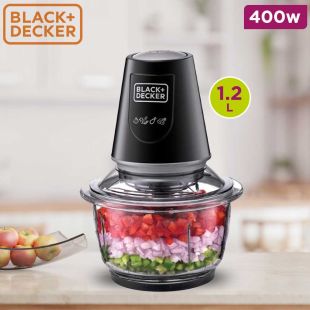 Black and Decker 400W Quad Blade Glass Bowl Chopper 1.2L - New Product / Open Box