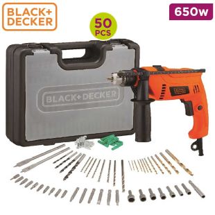 Black and Decker 650W Hammer Drill Kit 50Pcs - New Product / Open Box