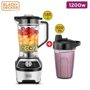 Black+Decker 1200W 1.85L Blender with 500ml Travel Cup - New Product / Open Box