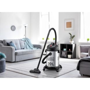 مكنسة أسطوانية كهربائية 1610 واط 30 لتر للتنظيف الرطب والجاف من Black + Decker