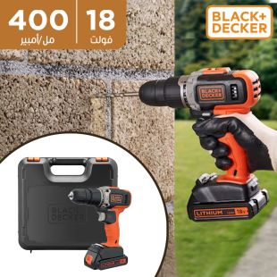 مثقاب مطرقة لاسلكي مع بطارية سعة 18 فولت 400 مل أمبير من Black & Decker