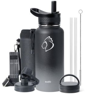 Buzio Trio 1L Water Bottle with 3 Lids and Sleeve