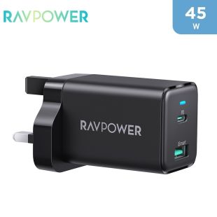 45W GaN Wall Charger with USB-C PD and USB-A Ports 45W by RAVPower