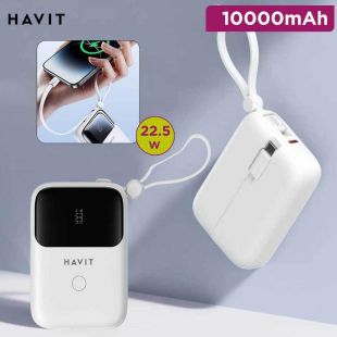 10000mAh 22.5W Power Bank with USB-C Port and Built-in Fast Charging Cables by Havit