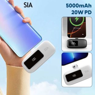 5000mAh Mini Power Bank 20W PD Charging with USB-C Dock by SIA