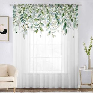 3D Floral Printed Window Curtain