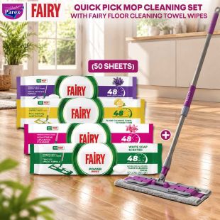 Fairy Floor Mop Cleaning Towel 50 Sheets + Parex Floor Clip Mop - Choose Your Scent