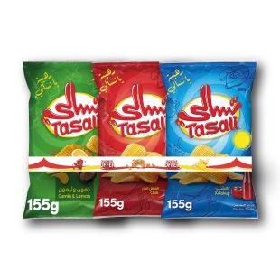 رقائق البطاطس المتنوعة من تسالي عبوة ثلاثية 3 × 155 جم